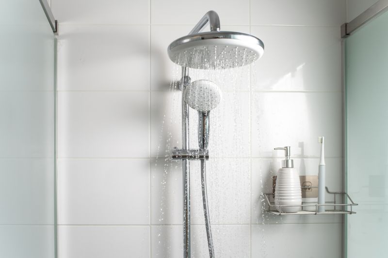 Rainfall showerhead in a spacious shower